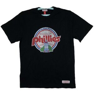 Philadelphia Phillies Mitchell & Ness MLB Medium Shirt Distressed Logo Black New